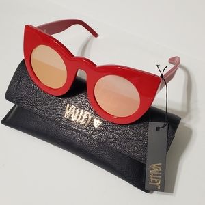 AUTHENTIC Valley Eyewear "Wolves" Red Sunglasses with Rose Gold mirror lenses